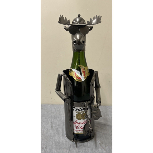 Pronto Innovations Metal Wine Holder Moose Hunter Bottle Caddy FS Bnfts Charity - Picture 1 of 8